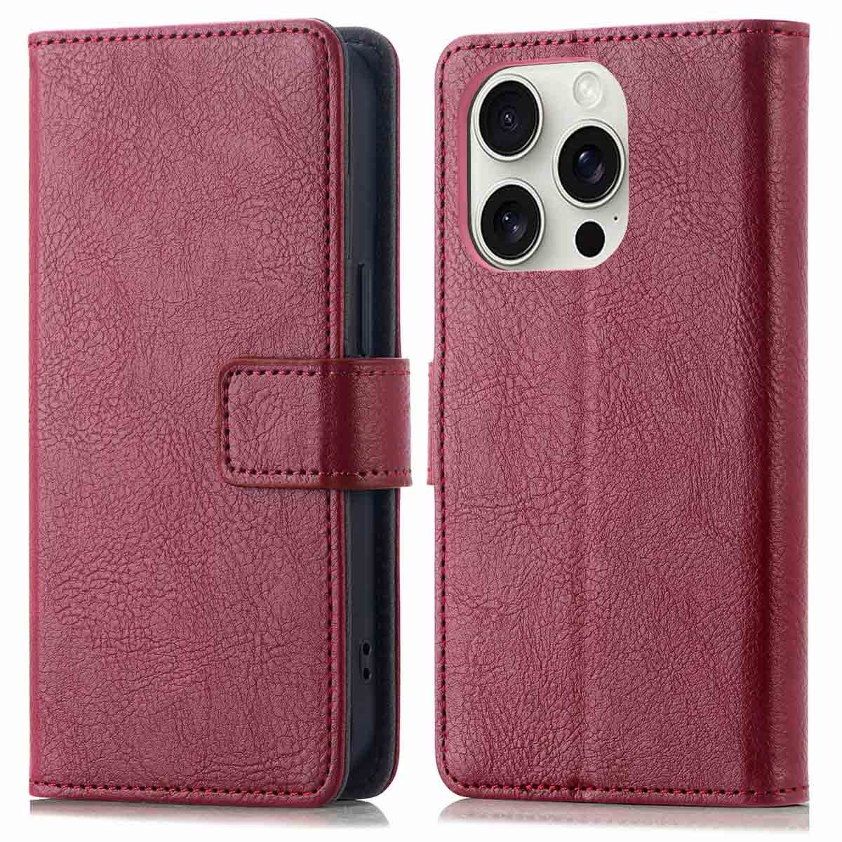 imoshion Hoesje - Geschikt voor Apple iPhone 16 Pro Max - Luxe Bookcase - Bordeaux