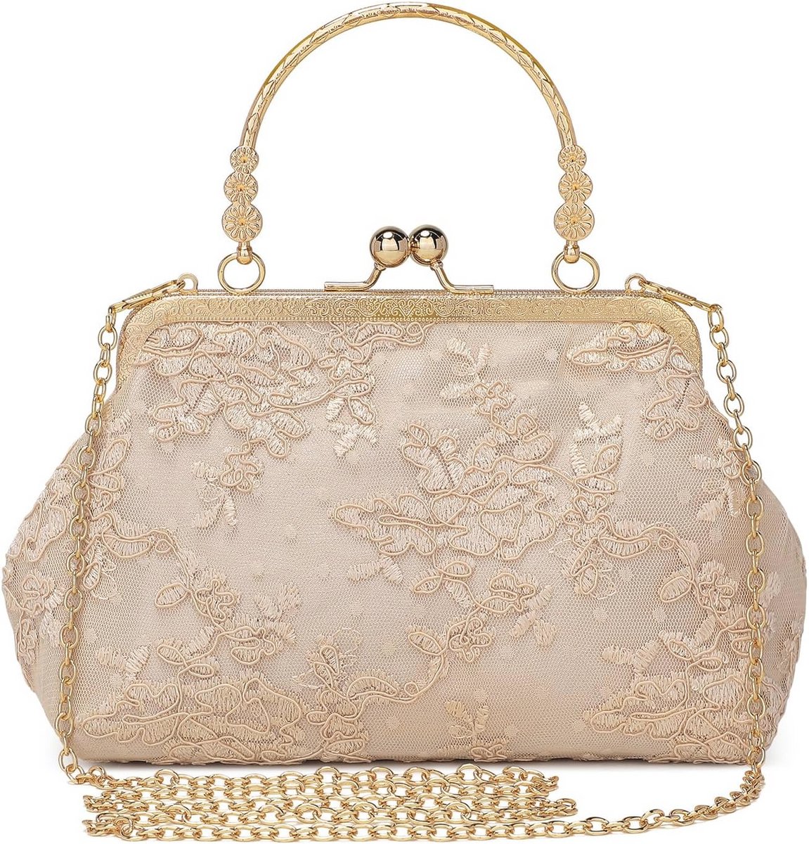 BAIGIO Women's Evening Bag, Vintage Clutch with Pearls, Elegant Handbag, Shoulder Bag for Party, Wedding, Banquet, Clutch for Women