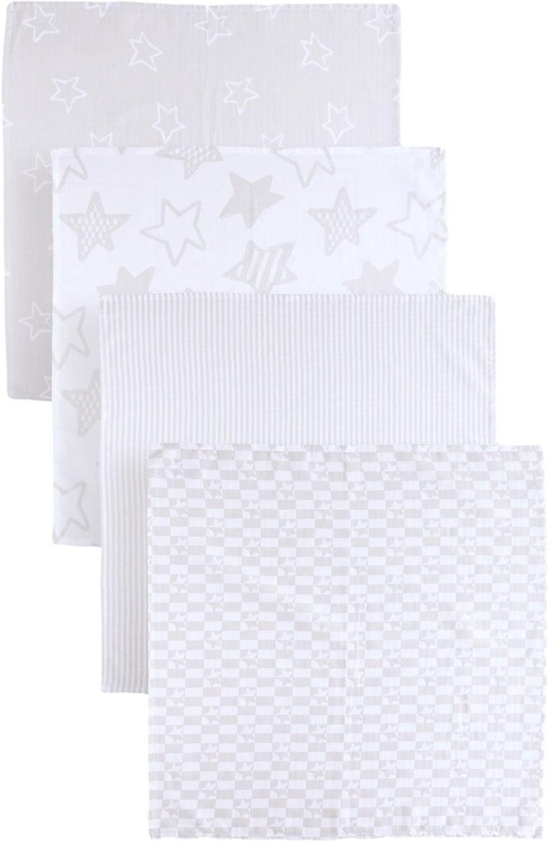 Set van 4 Katoenen Gaasluiers voor Baby - Absorberend en Zacht Musselin Voor Newborn