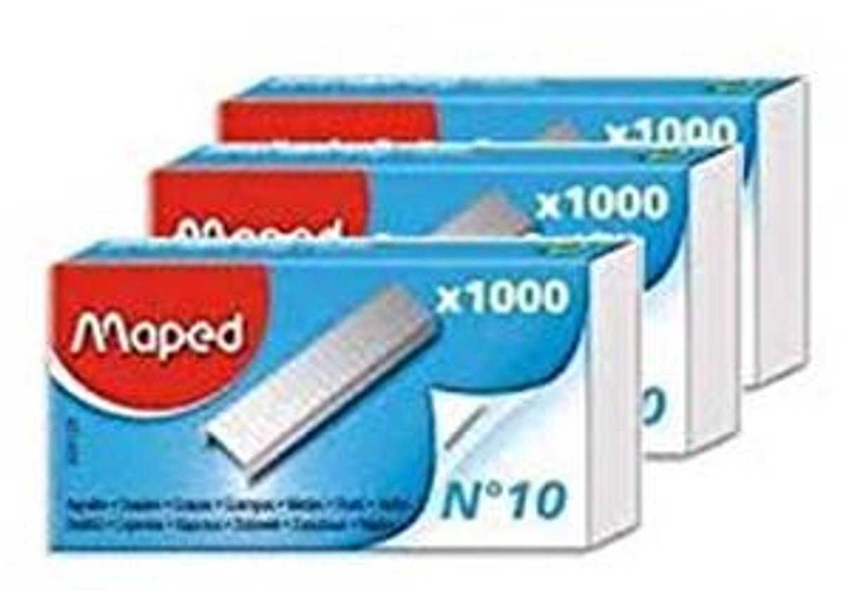 Set van 3 dozen met 1000 verzinkte nietjes No10