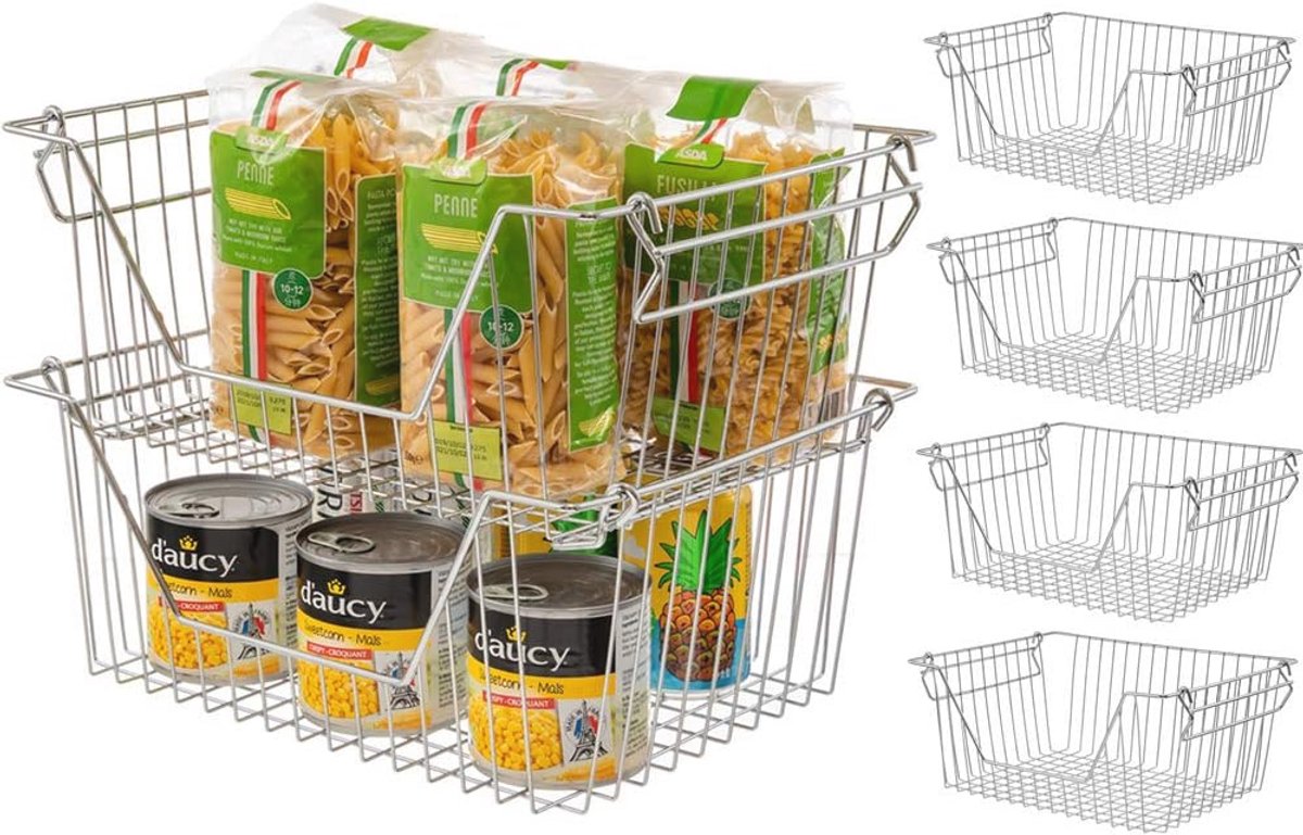 Stapelbare Draad Opslag Organizer voor Keuken, Badkamer en Vriezer - Set van 4