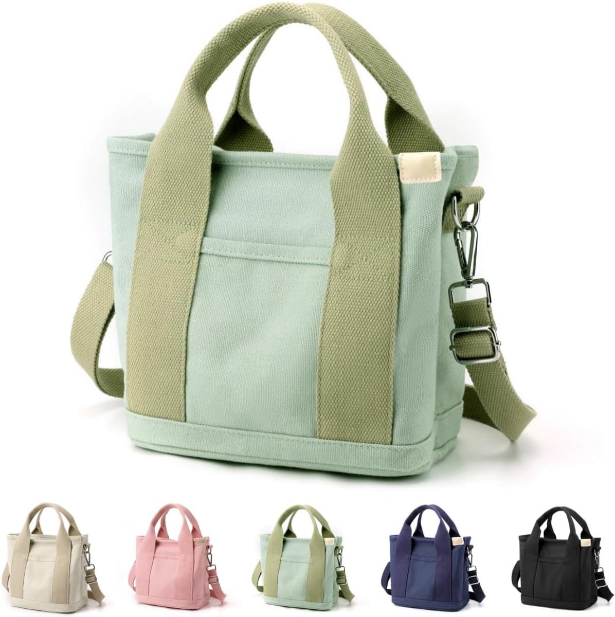 Grote Canvas Tote Tas voor Dames - Shopper met Veel Vakken, Schoudertas en Crossbody Functie