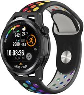 Siliconen Smartwatch bandje - Geschikt voor Strap-it Huawei Watch GT Runner sport band - zwart kleurrijk - GT Runner - 22mm - Strap-it Horlogeband / Polsband / Armband