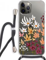 Case Company® - iPhone 12 Pro Max hoesje met Koord - Painted wildflowers - Telefoonhoesje met Zwart Koord - Extra Bescherming aan alle Kanten en Over de Schermrand