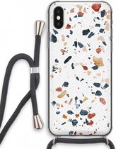 Case Company® - iPhone XS hoesje met Koord - Terrazzo N°4 - Telefoonhoesje met Zwart Koord - Extra Bescherming aan alle Kanten en Over de Schermrand