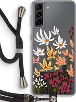 Case Company® - Samsung Galaxy S21 Plus hoesje met Koord - Painted wildflowers - Telefoonhoesje met Zwart Koord - Bescherming aan alle Kanten en Over de Schermrand