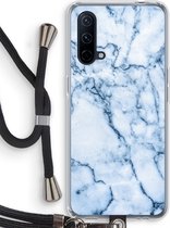 Case Company® - OnePlus Nord CE 5G hoesje met Koord - Blauw marmer - Telefoonhoesje met Zwart Koord - Bescherming aan alle Kanten en Over de Schermrand