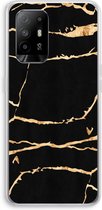 Case Company® - Oppo A94 5G hoesje - Gouden marmer - Soft Cover Telefoonhoesje - Bescherming aan alle Kanten en Schermrand