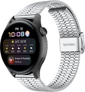 Stalen Smartwatch bandje - Geschikt voor  Huawei Watch 3 - Pro roestvrij stalen band - zilver - Strap-it Horlogeband / Polsband / Armband