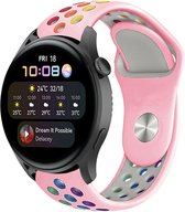 Siliconen Smartwatch bandje - Geschikt voor  Huawei Watch 3 - Pro sport band - roze kleurrijk - Strap-it Horlogeband / Polsband / Armband