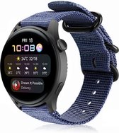 Nylon Smartwatch bandje - Geschikt voor  Huawei Watch 3 - Pro nylon gesp band - blauw - Strap-it Horlogeband / Polsband / Armband