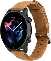 Leer Smartwatch bandje - Geschikt voor  Amazfit GTR 3 - Pro leren band - bruin - GTR 3 & GTR 3 Pro - Strap-it Horlogeband / Polsband / Armband