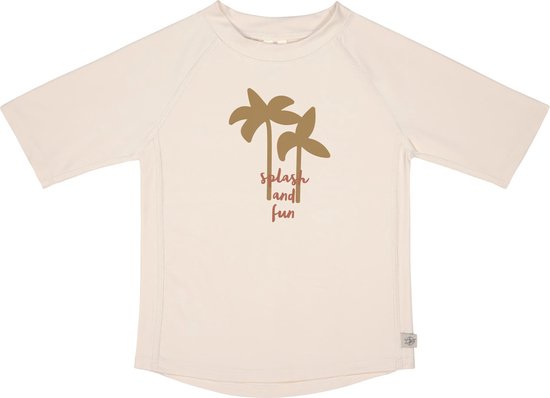 Lässig - UV-Shirt met korte mouwen voor kinderen - Palmen - Offwhite - maat 62-68cm