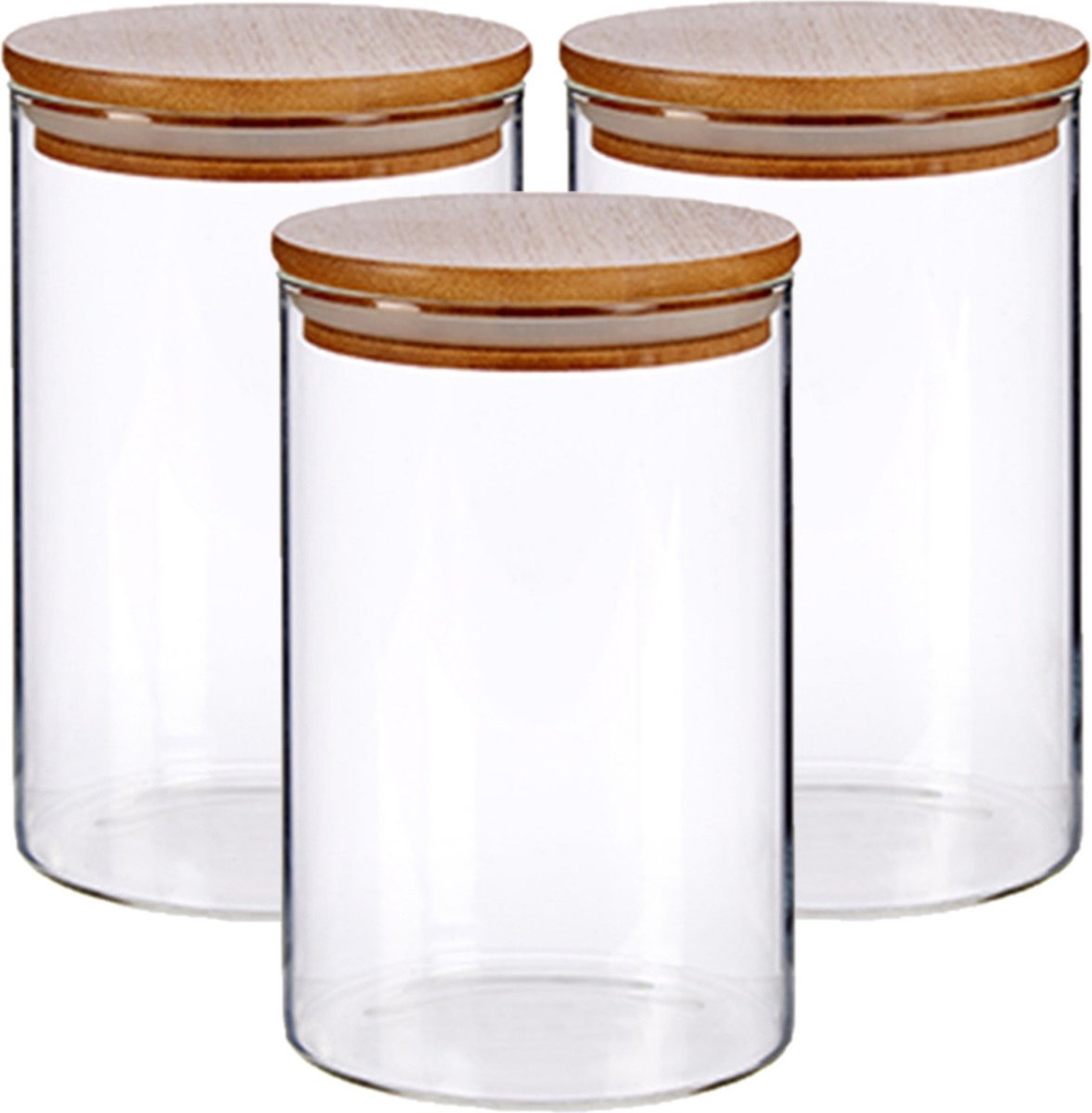 Set van 3x stuks glazen luxe keuken voorraadpotten/voorraadbussen 1085 ml - Met luchtdichte deksel - Afmeting: 10 x 16 cm