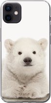 Geschikt voor iPhone 12 mini hoesje - IJsbeer - Dieren - Kinderen - Wit - Jongens - Meisjes - Siliconen Telefoonhoesje