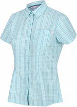 blouse Mindano V geruit dames polyester aqua maat 44