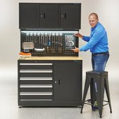 Datona® Werkbank garage 120 cm met gereedschapskasten - Mat Zwart