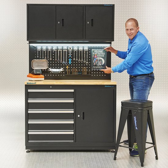Echt bal laten vallen Datona® Werkbank garage 120 cm met gereedschapskasten - Mat Zwart | bol.com