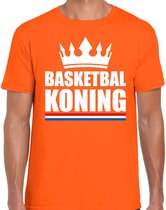 Oranje basketbal koning shirt met kroon heren - Sport / hobby kleding L