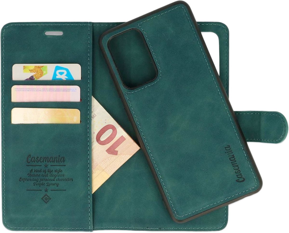 Samsung Galaxy S21 FE Bookcase hoesje - CaseMe - Effen Groen - Kunstleer