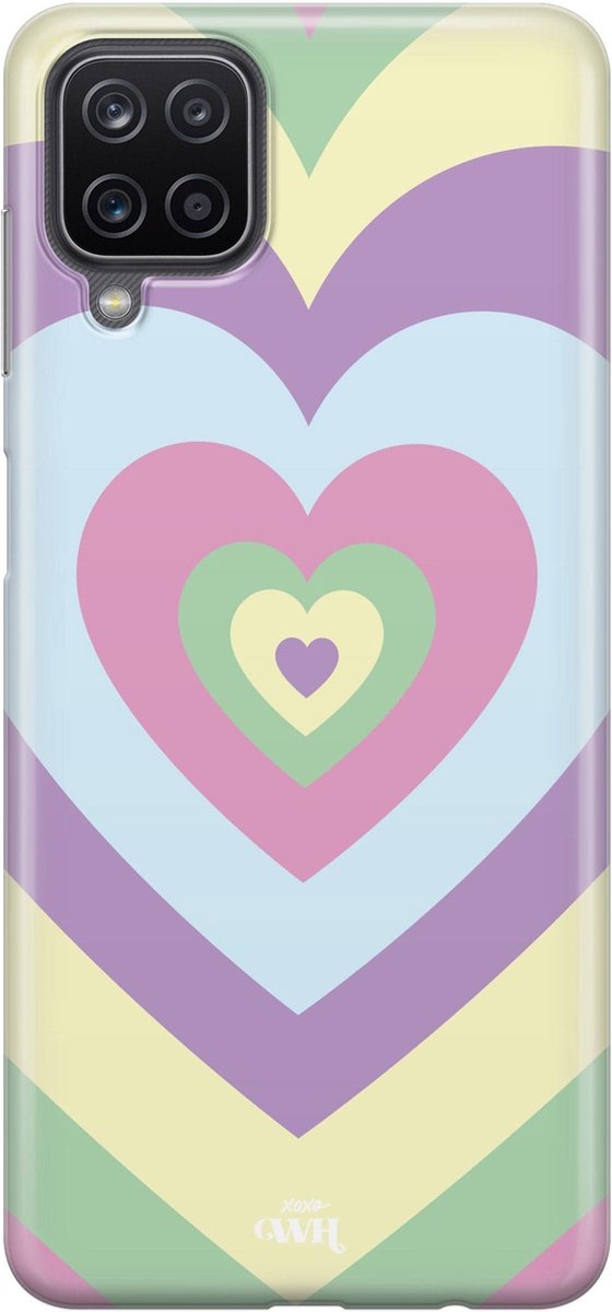 Samsung A12 – Retro Heart Pastel - Samsung Transparant Case