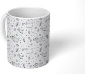 Mok - Koffiemok - Patronen - Hond - Bloemen - Jongens - Meisjes - Kinderen - Kindje - Mokken - 350 ML - Beker - Koffiemokken - Theemok