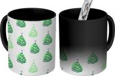 Magische Mok - Foto op Warmte Mokken - Koffiemok - Patronen - Kerstboom - Groen - Magic Mok - Beker - 350 ML - Theemok