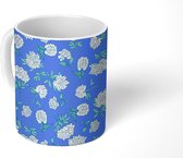 Mok - Koffiemok - Bloemen - Blauw - Patroon - Mokken - 350 ML - Beker - Koffiemokken - Theemok