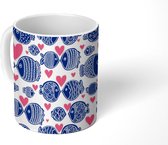 Mok - Koffiemok - Puber - Vis - Hart - Patronen - Mokken - 350 ML - Beker - Koffiemokken - Theemok