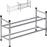 Uitschuifbaar Schoenenrek 2-Laags RVS 61,5-115x35 cm