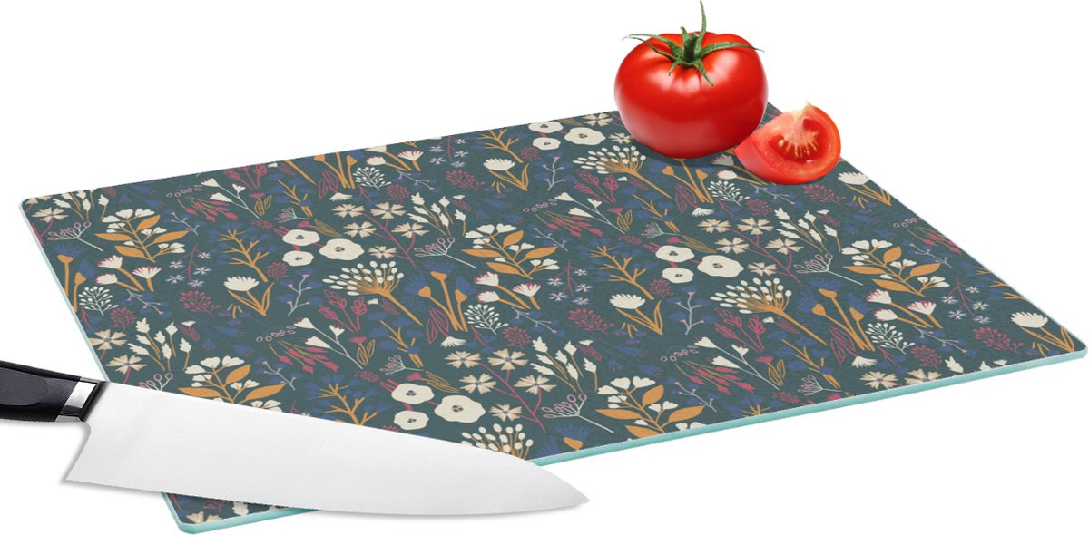 Glazen Snijplank - 39x28 - Patronen - Bloemen - Flora - Snijplanken Glas