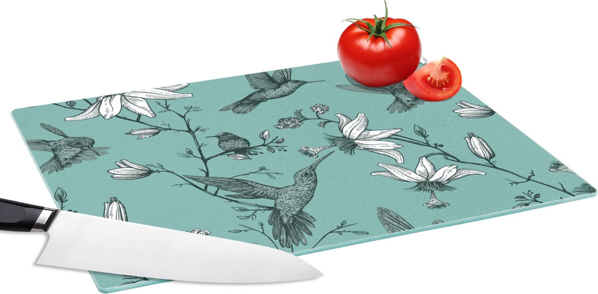 Glazen Snijplank - 39x28 - Patronen - Vogel - Bloemen - Snijplanken Glas