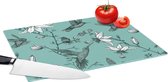 Planche à découper en Verres - 39x28 - Motifs - Vogel - Fleurs - Planches à découper en Glas