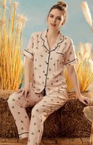 Seamlife Homewear - Dames Pyjama Set- BIO- Kort - Roze Cactus - (M)