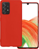 Hoes Geschikt voor Samsung A33 Hoesje Siliconen Back Cover Case - Hoesje Geschikt voor Samsung Galaxy A33 Hoes Cover Hoesje - Rood