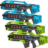 Light Battle Connect Lasergeweren - 4x Mega Blaster Blauw/Groen - Laserguns met unieke Anti-Cheat functie - Lasergame set