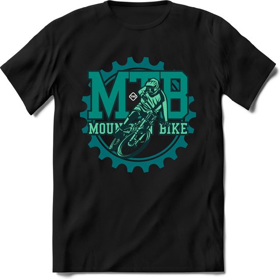 Mountainbike Gear | TSK Studio Mountainbike kleding Sport T-Shirt | Zeeblauw - Groen | Heren / Dames | Perfect MTB Verjaardag Cadeau Shirt Maat L