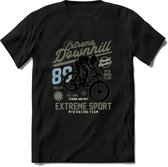 Extreme Downhill | TSK Studio Mountainbike kleding Sport T-Shirt | Grijs | Heren / Dames | Perfect MTB Verjaardag Cadeau Shirt Maat 3XL