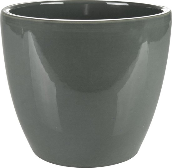 Foto: Plantenpot bloempot in een strakke scandinavische look antraciet dia 15 cm en hoogte 12 cm glanzend