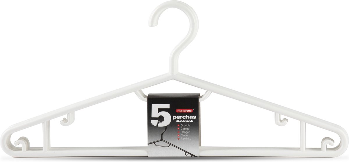 PlasticForte Kledinghangers - 15x - wit - kunststof - 40 cm - kleerhangers