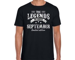 Legends are born in September - t-shirt - voor heren - zwart - verjaardag in September - cadeau shirt 30, 40, 50, 60 jaar M