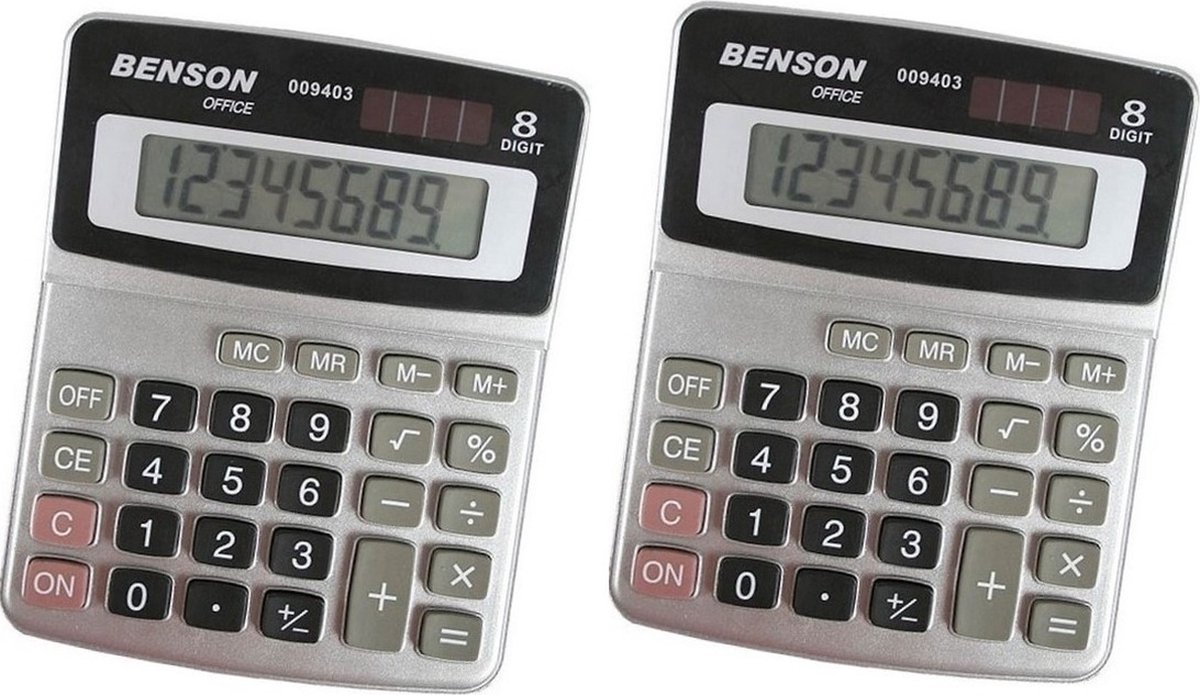 Set van 2x stuks basic bureau rekenmachines voor kantoor of school - calculators