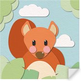 Muursticker Eekhoorn Vierkant - Wanddecoratie - Kinderkamer - Babykamer