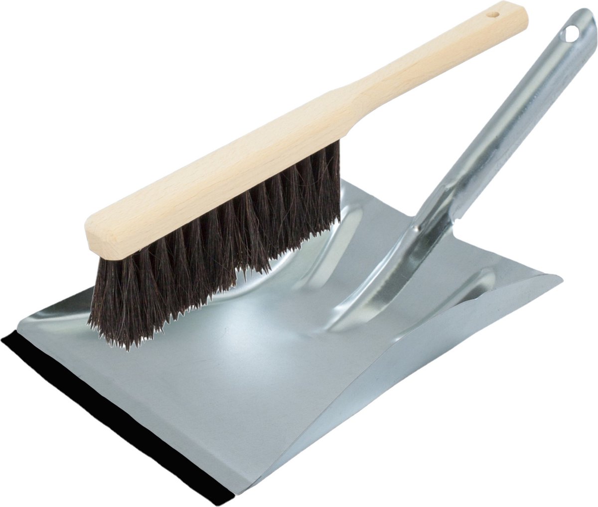 Goedkoopste Stoffer en blik van verzinkt metaal/hout inclusief lip voor binnen