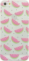 Peachy TPU watermeloen hoesje iPhone 5/5s en SE 2016 Doorzichtige fruit cover groen roze