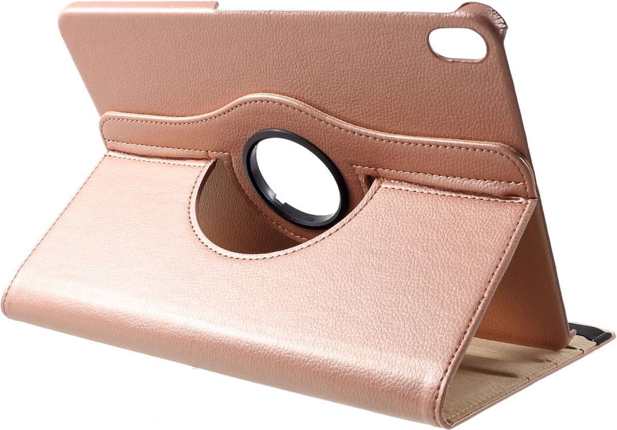 Peachy Lederen Litchi Grain hoes draaibaar standaard geschikt voor iPad Pro 11-inch 2018 - Rosé Goud