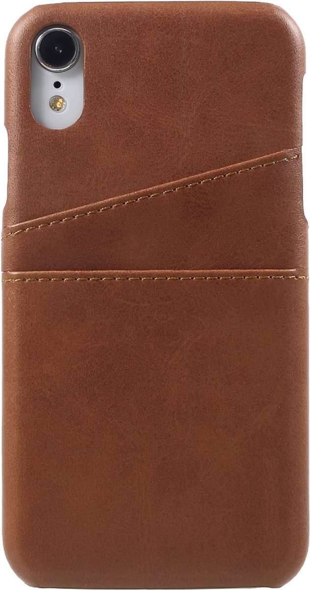 Peachy Duo Cardslot Wallet Pasjes Hoes geschikt voor iPhone XR - Bruin