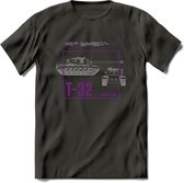 T32 Heavy tank leger T-Shirt | Unisex Army Tank Kleding | Dames / Heren Tanks ww2 shirt | Blueprint | Grappig bouwpakket Cadeau - Donker Grijs - XXL
