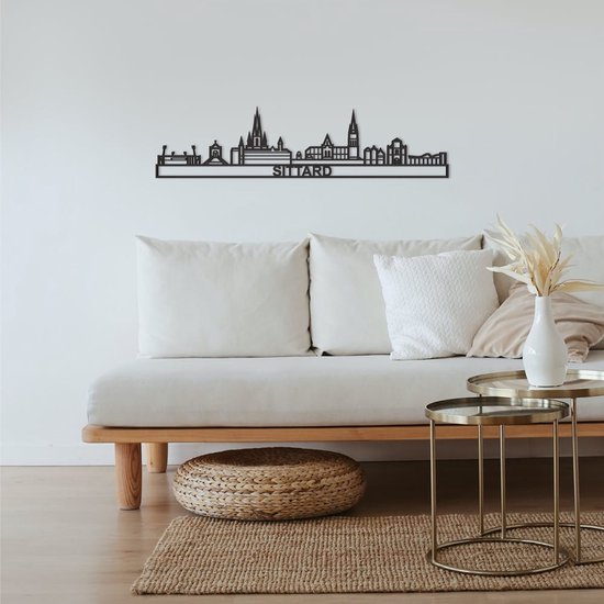 Skyline Sittard Zwart Mdf 130 Cm Wanddecoratie Voor Aan De Muur Met Tekst City Shapes