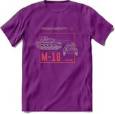 M18 Hellcat leger T-Shirt | Unisex Army Tank Kleding | Dames / Heren Tanks ww2 shirt | Blueprint | Grappig bouwpakket Cadeau - Paars - S